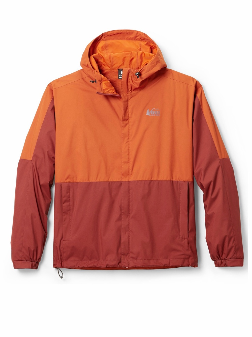 REI Co-op Men’s Trailmade Rain Jacket Fukl Zip Lightweight in Orange Red M